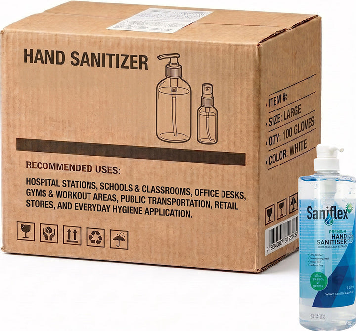 Carton of 12 Saniflex Rinse Free Premium Hand Sanitiser 1L with Plunger