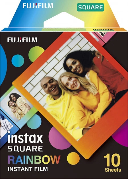 Pack of 10 Fujifilm instax SQUARE Rainbow Film - Compatible with Fujifilm Instax SQUARE Cameras