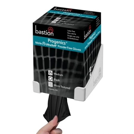 Box of 250 Bastion Progenics&trade; Nitrile Ultra Soft Black Powder Free Micro Textured