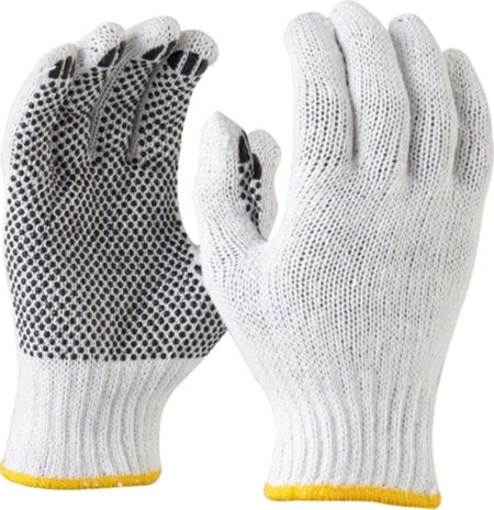Maxisafe Bleached Knitted Poly Cotton Polka Dot Glove - Ladies Carded