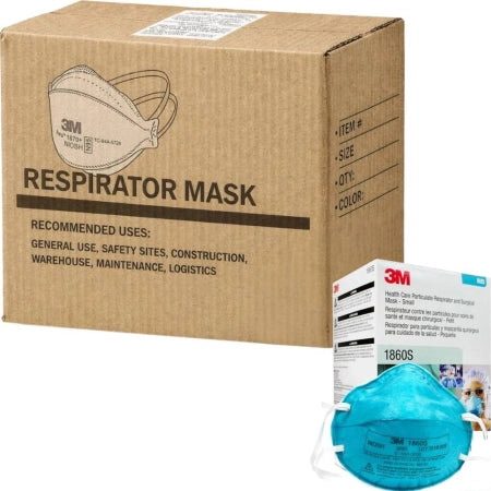 Carton of 6 Boxes 3M 1860S Cupped Particulate Respirator Surgical Face Mask Size Small