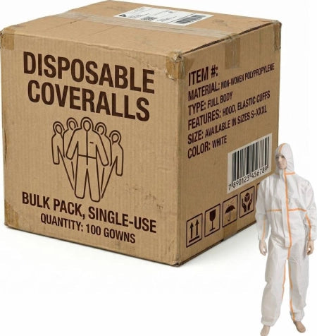 Carton of 50 Type 4/5/6 White Microporous Coverall Liquid and Particle Protection