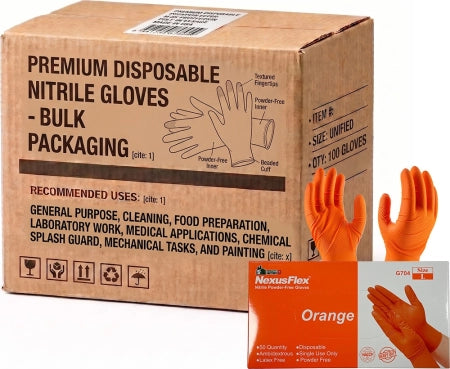 Carton of 10 Boxes YSF Nexus Flex Orange 8.0g Heavy Duty Nitrile Disposable Gloves