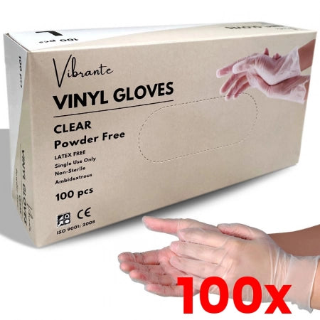 100 X 100pcs Vibrante Small Vinyl Powder Free Gloves Clear