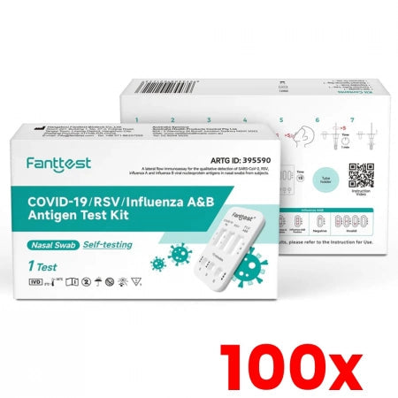 100 X Fanttest 3-in-1 COVID-19 / Influenza A&amp;B Rapid Antigen Test Kit (Nasal) Very High Sensitivity Expiry&nbsp;03 2025