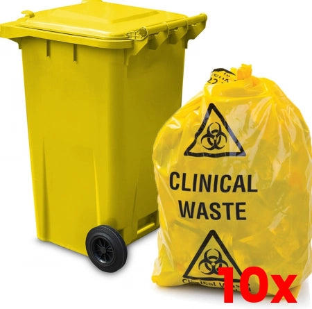 10 X 240L Clinical Waste Bags HDPE / 27um / Carton of 100