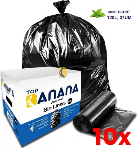 10 X 120L Carton of 144 Heavy Duty Black Bin Liners 37um (Super Strength)