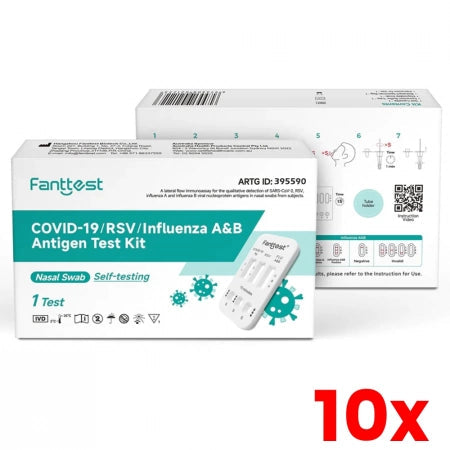 10 X Fanttest 3-in-1 COVID-19 / Influenza A&amp;B Rapid Antigen Test Kit (Nasal) Very High Sensitivity Expiry&nbsp;03 2025