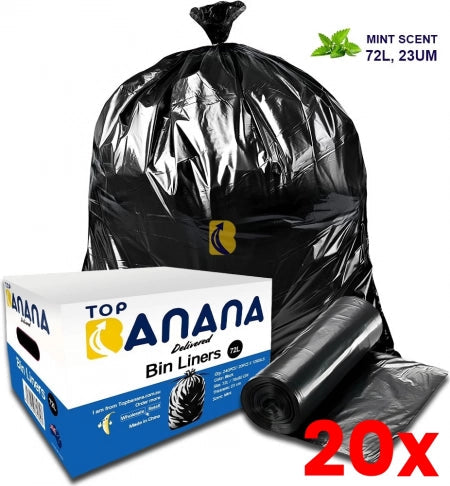 20 X Carton 240pcs 72L Heavy Duty Black Bin Liners 23 Micron - MId Thickness