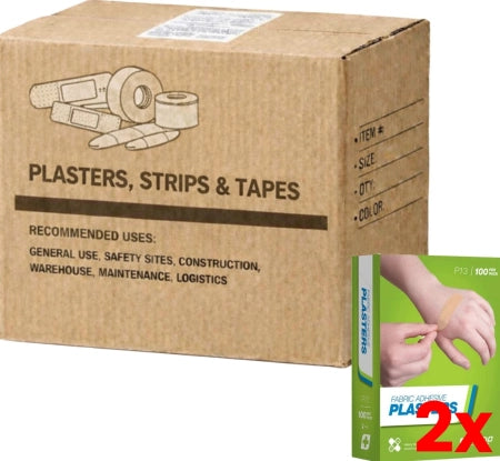 2 X Carton of 10 FastAid P13 Adhesive Plasters Fabric 72 x 19mm