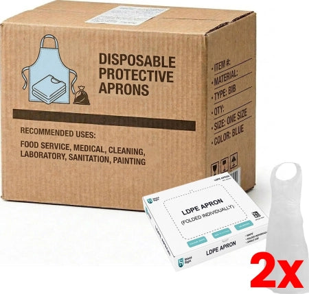 2 X Carton of 500 Shield Right White Disposable Aprons Dispenser