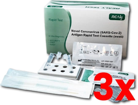 3 X 25/Pack Realy Tech Covid-19 Rapid Antigen Test Kit Nasal - Very High Sensitivity Exp. 12/2023