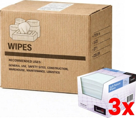 3 X Carton of 800 Bastion Soft Patient Wipes 30cm x 33 cm