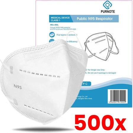 500 X Purnote N95 White Medical Mask Individually Wrapped