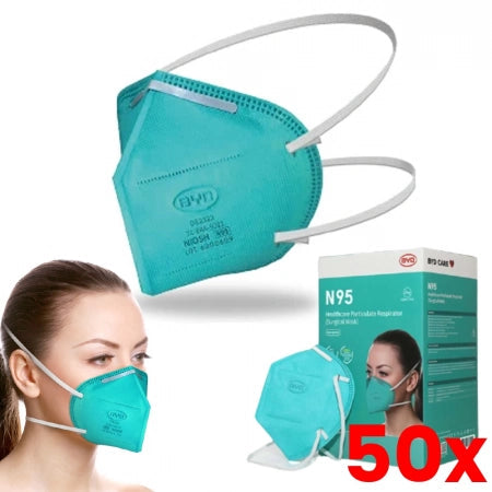 50 X Genuine BYD N95 NIOSH Respirator Face Mask Individually Wrapped Box-of-20