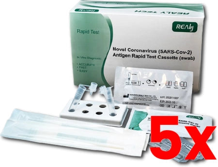 5 X 25/Pack Realy Tech Covid-19 Rapid Antigen Test Kit Nasal - Very High Sensitivity Exp. 12/2023