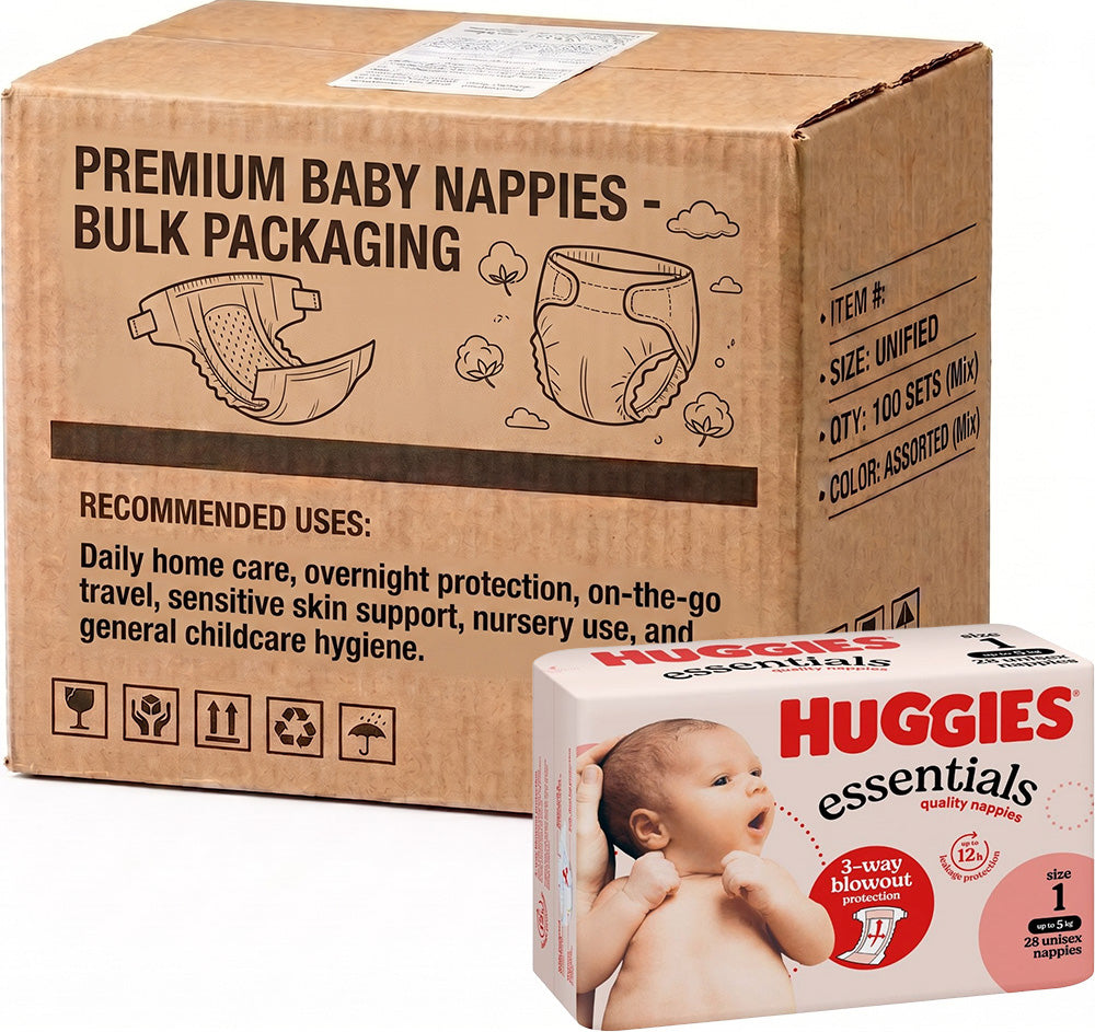 Huggies Essential Newborn Size 1 4x28's  - Up to 5kg