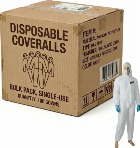 Carton of 50 White SMS Coverall Type 5/6