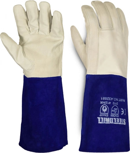 Tig Welding Gloves Extended Cuff Blue - XLarge
