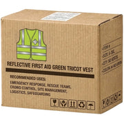 Cartons of 50 Shield Right Hi Vis Reflective First Aid Green Tricot Vest