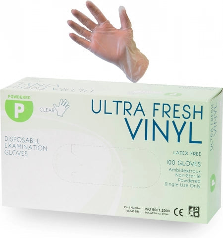 Ultra Fresh Clear Vinyl Gloves 4.5g Powdered Latex-Free (Small)