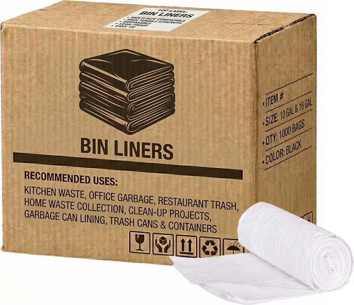 Carton of 1000 Bastion White 27L Regular Duty Bin Liners