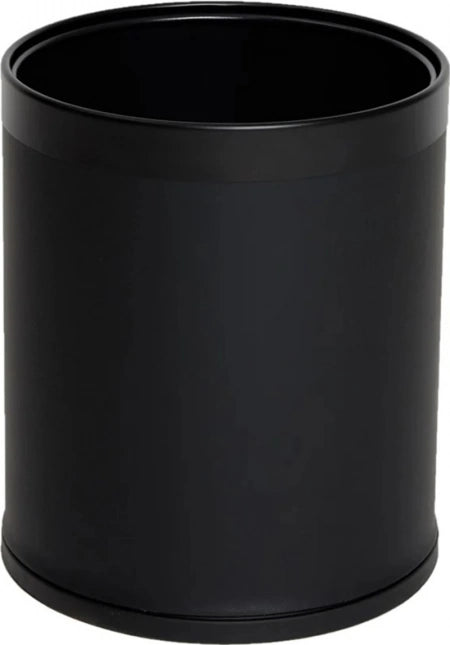 10L Compass Rubbish Bin - Round Leather - Black - 225 Diameter x 270mmH