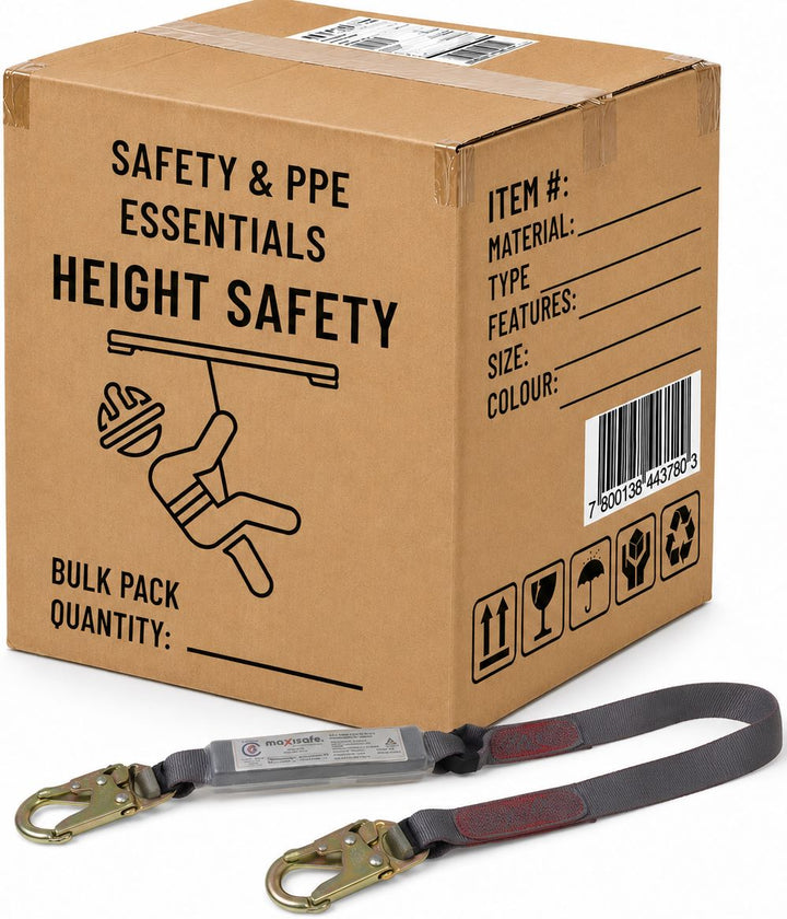 Carton of 10 Packs Maxisafe Heavy Duty 2m Web Shock Absorbing Lanyard 140kg